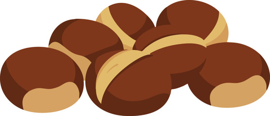 A pile of brown and tan chestnuts, depicted in a simple, flat illustration style against a white background.