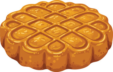 A single golden-brown mooncake with an intricate patterned top, often enjoyed during the Mid-Autumn Festival.