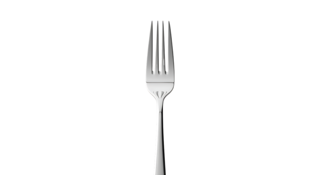 Isolated silver fork kitchen utensil cutlery silverware dining equipment on black background for food photography transparent background