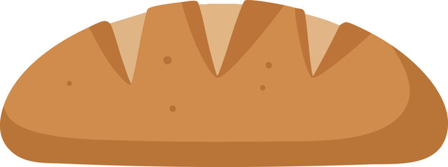A simple, flat illustration of a loaf of bread with scoring marks on top and a brown crust.