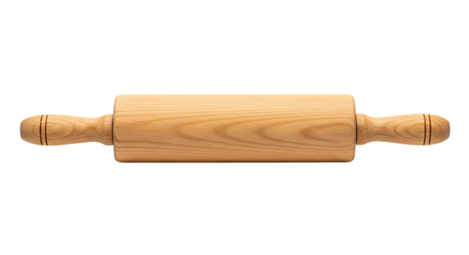 Wood rolling pin for baking dough kitchen tool cooking utensil pastry roller baker equipment food prep 100 char transparent background