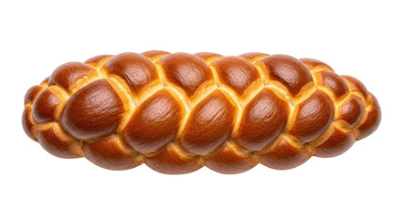 Isolated braided challah bread loaf on no background for Jewish holiday celebration food