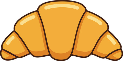 A simple cartoon illustration of a golden brown croissant pastry.