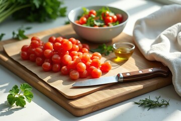 Fresh Ingredients on a Countertop for a Vibrant Salad Preparation