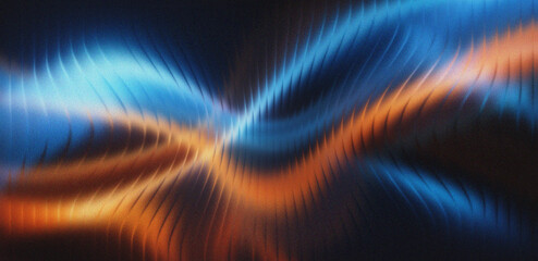 Dynamic abstract energetic waves of vibrant blue and orange light swirl and flow creating a modern, captivating visual for technology and energy concepts
