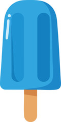 A simple, stylized illustration of a bright blue popsicle on a wooden stick, isolated on a white background.
