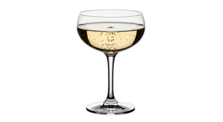 Isolated Coupe cocktail glass with champagne drink, bubbly beverage, celebratory toast