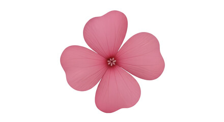 Isolated pink flower with rounded petals, artistic rendering with textured design elements