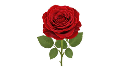 Isolated crimson rose, beautiful floral bloom, cut-out flower, close-up design element