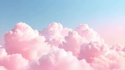 Pastel Dreamscape: Soft pink clouds float in a serene blue sky creating a dreamy and ethereal atmosphere. - Powered by Adobe