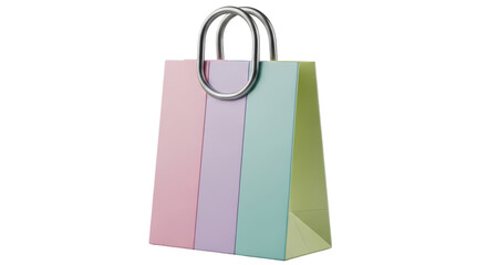 Isolated shopping bag with pastel stripes, retail purchase for carrying goods, gifts