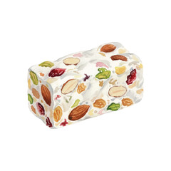 Watercolor Vector Nougat Dessert Illustration on White Background
