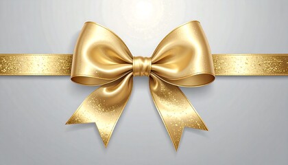 A golden ribbon bow centered on a shiny golden band against a gradient gray background