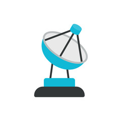 Radio telescope giant dish icon in color style for astronomy, universe, and exploration visuals.