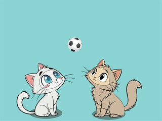 Two cute kittens sitting next to each other