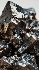 Photorealistic Macro Terbium Ore – Shiny Rare Earth Mineral Specimen on White Background