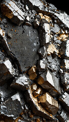Photorealistic Macro Terbium Ore – Shiny Rare Earth Mineral Specimen on White Background