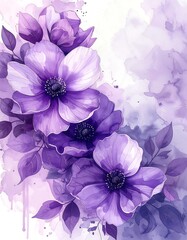 Purple floral watercolor art