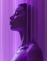 Purple woman, draped in folds