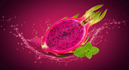 dragon fruit on white background