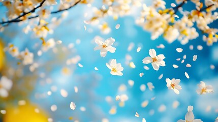 autumn leaves on blue background