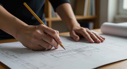 Designing architectural plans office workspace creative process indoor environment view professional development