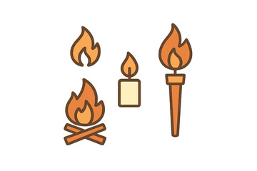 Bright flames from different sources during a cozy evening gathered around a fire