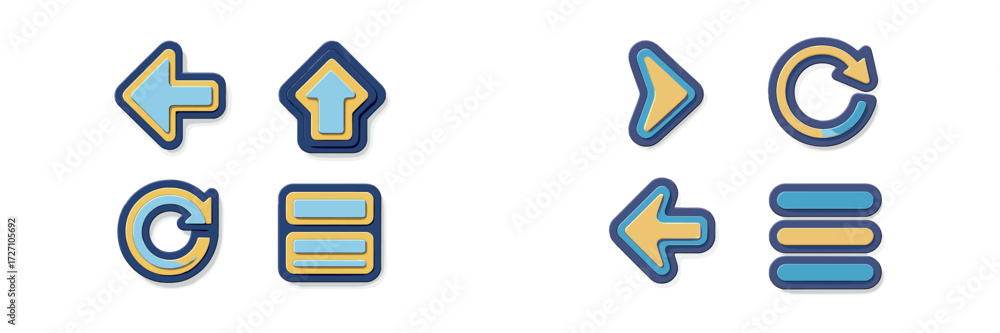 Aufkleber colorful vector icons representing various navigation and action symbols in a modern design style su