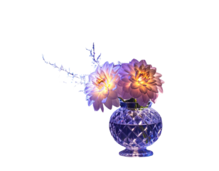 Fantasy Crystal Vase with Glowing Flowers