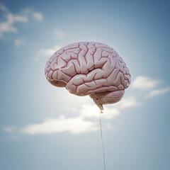 Brain Balloon Floating in the Sky - A Conceptual Image