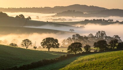 Misty valley landscape at sunrise (3)