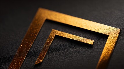 Abstract golden geometric shapes with textured dark background
