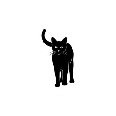 Obraz premium Silhouette of a black cat walking with its tail up.