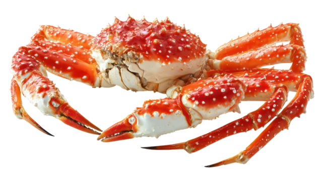 Large orange king crab with spiky shell and long legs