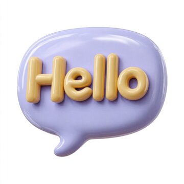 3D speech bubble with the word Hello text