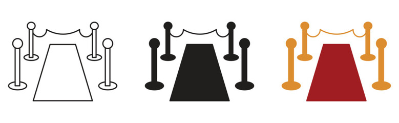 Red carpet icon set ,entrance line way icon. Vector illustration .
