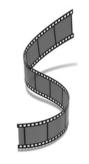 Filmstrip Abstract Curving Cinematic Reel with Perforations and Frames in Motion