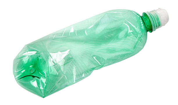 Crushed green plastic bottle waste for recycling