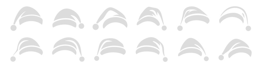 Santa Claus Christmas Hat Vector Illustration. Design Template for Stencil. Flat Illustration, Santa Claus Shape with Outline, Silhouette