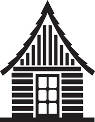 House icon on white background, rustic black and white  house design