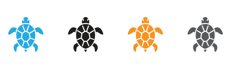 Obraz premium Four Turtle Icons in Different Colors for Diverse Applications