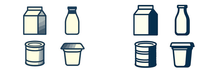 Various containers used for dairy products displayed in a simple and modern style