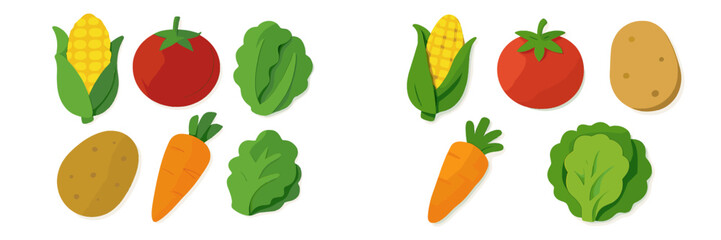 Colorful paper cut vegetables arranged artistically on a white background showcasing freshness and creativity in food design