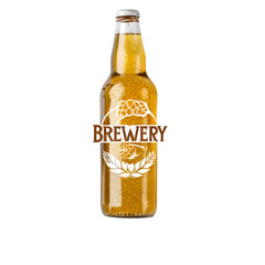 Craft Beer Bottle: Brewery Label Design, Golden Ale, Refreshing Beverage on transparent background