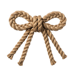 Obraz premium Rustic braided rope tied into a decorative bow isolated on transparent background