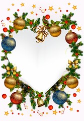 composition with baubles and a heart for Christmas