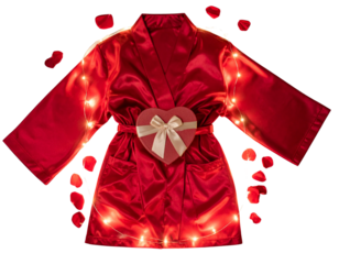 Festive Short Wrap Robe with Valentine Theme