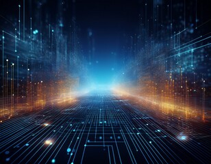 Dynamic abstract digital network transforming into a vibrant data stream, symbolizing future technology and global connectivity with glowing lines and particles