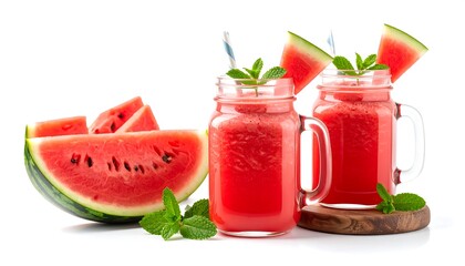 Watermelon smoothie in mason jars (1)