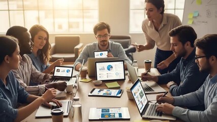 Collaborative Business Meeting - Teamwork and Data Analysis in Action.